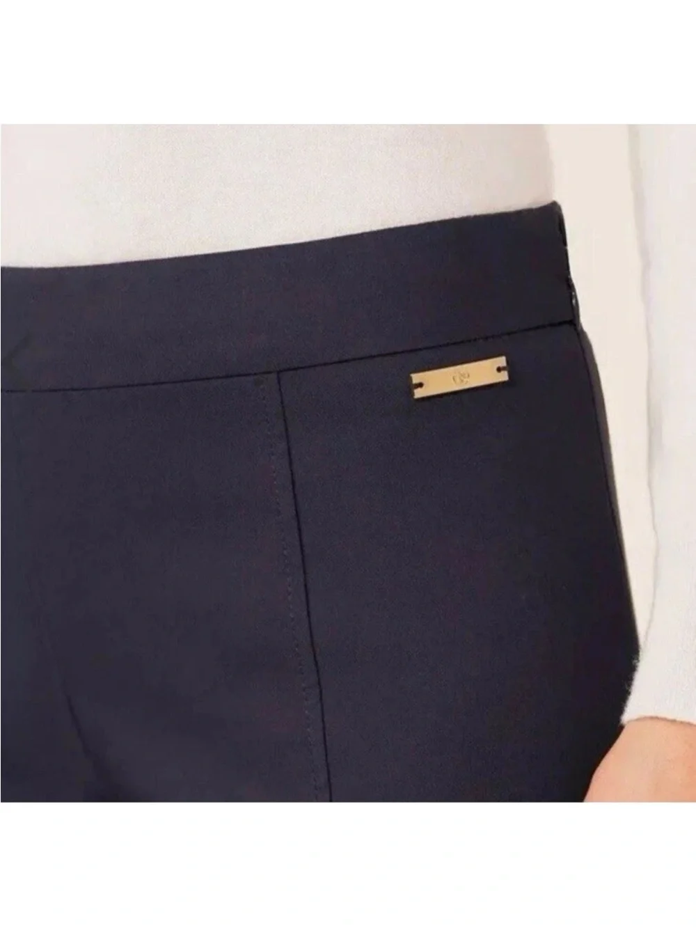 Tory Burch | Callie Skinny Crop Pants Size 4 Navy Blue Slimming Trousers